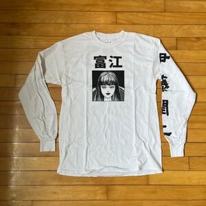 Junji Ito Tomie Long Sleeve Graphic T-Shirt White Ripple Junction Mens Medium